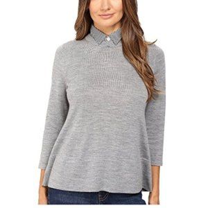 Kate Spade Broome Street Collared Wool Swing Sweater in Gray sz M